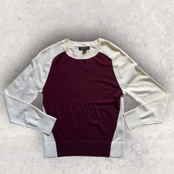 Banana Republic Tops - Banana Republic Sweater Colorblock Washable Merino Wool Red Women Size XS